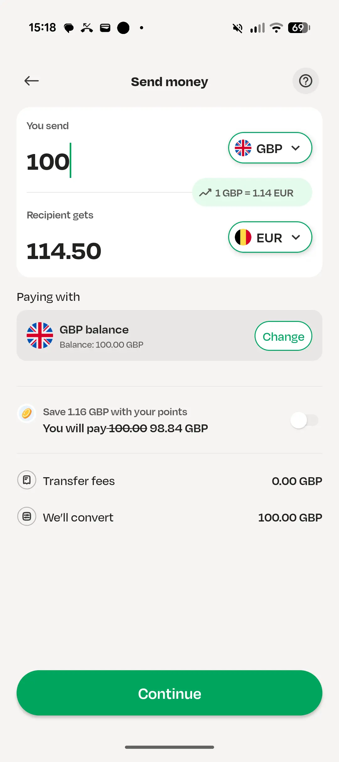 LemFi money transfer app screen showing an international transfer being sent