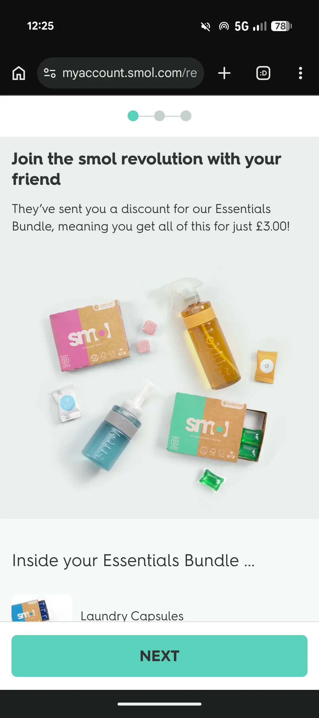 smol Essentials Bundle of laundry capsules, dishwasher tablets, surface spray and handwash for £3